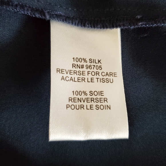 Rebecca Taylor Navy Silk Shift Dress Floral Embellishment - Picture 6 of 6